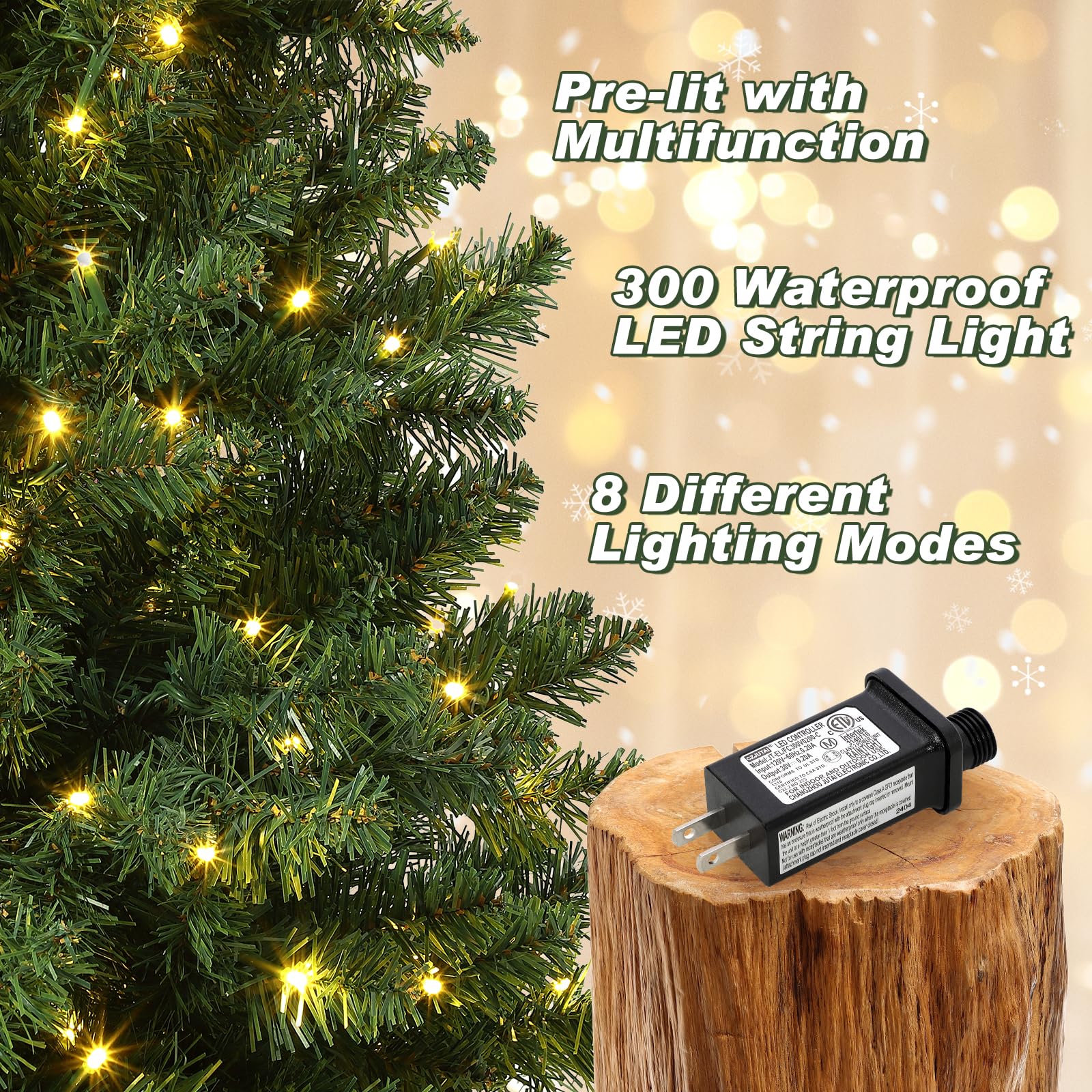 Garvee 4.5ft Artificial Fiber Optic Christmas Tree with 300 LED Lights, 8 Lighting Modes, Pre-Lit Artificial Potted Xmas Tree, Christmas Decoration for Yard, Home, Entrances - 2PCS