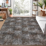 Garvee Area Rug Brown Multi 10x13 Extra Large Rug for Living Room Modern Abstract Machine Washable Rug, Non-Slip Stain Resistant Accent Rug Farmhouse Checkered Floor Cover Throw Carpet for Bedroom, Brown - Brown Multi