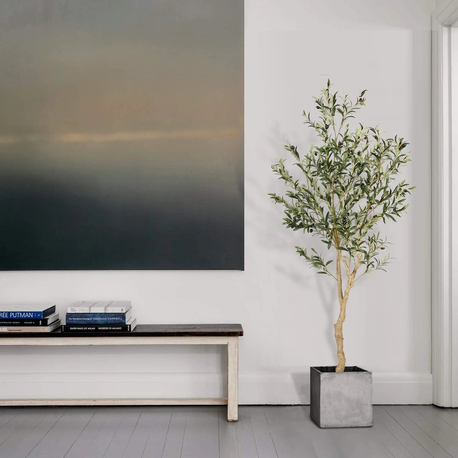 Garvee Artificial Fiddle Leaf Fig Tree 5FT(1pcs) Tall Fake Ficus Tree for Home Decor Faux Lyrata Plants Green Tree with Pot for Indoor Outdoor Home Office Living Room Bathroom Decor