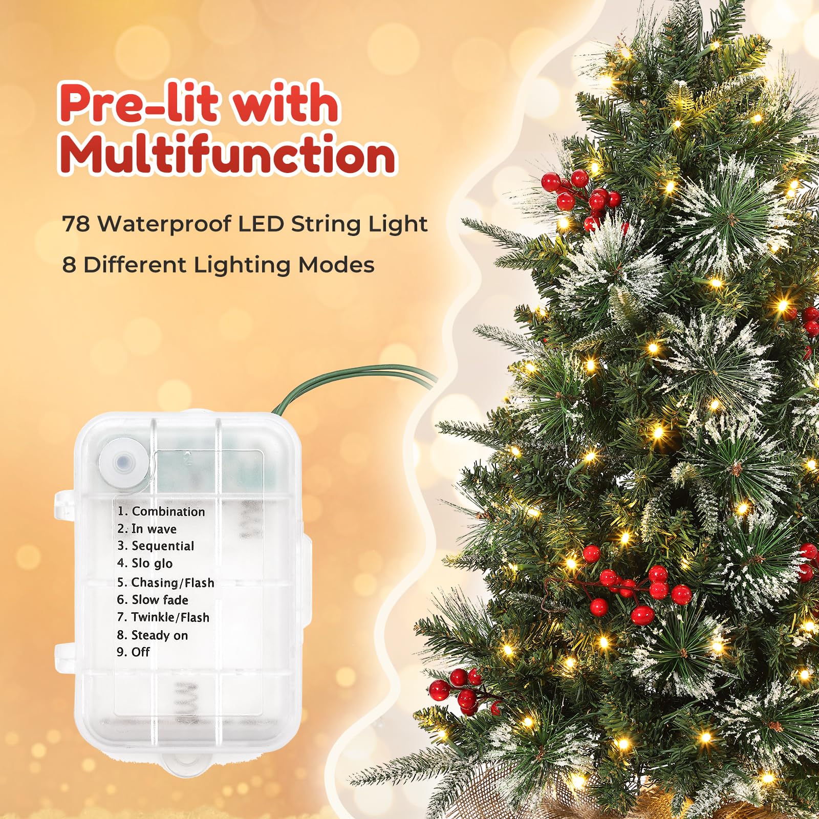 Garvee 3ft Mini Pre Lit Christmas Tree with Burlap Base, Artificial Small Tabletop Xmas Tree with 78 LED Lights, 8 Lighting Modes, Remote Control Christmas Tree for Home, Porch, Office(2 PCS)