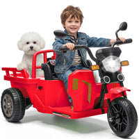 Garvee Ride P Series 3-Wheels Electric Tricycle w/Trailer, 12V Battery Powered Kids Motorcycle with Sand Shovel, 2x55W Motors, Bluetooth, Music, Headlight, Ride on Motorcycle for Kids Toddlers, Gift for Boys Girls,  Red