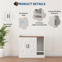 Garvee Cat Litter Box Enclosure, Hidden Litter Box Furniture with Divider, Indoor Cat House, Wooden Cat Washroom Storage Cabinet Bench, Side End Table Nightstand, White & Brown Top