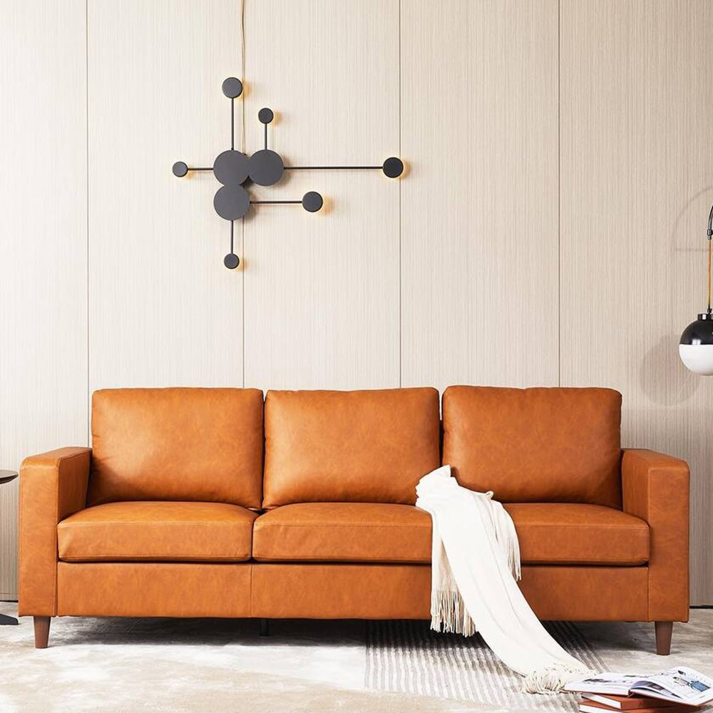 Garvee 85" Leather Couch for Living Room, Modern Sofa Couches with Padded backrest, Upholstered Sofa with Armrests and Comfy Cushions, Deep Seat Sofas for Living Room, Bedroom, Office