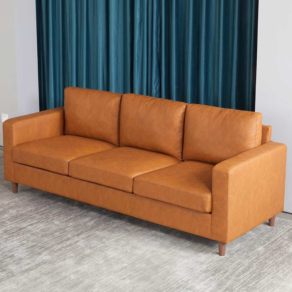 Garvee 85" Leather Couch for Living Room, Modern Sofa Couches with Padded backrest, Upholstered Sofa with Armrests and Comfy Cushions, Deep Seat Sofas for Living Room, Bedroom, Office