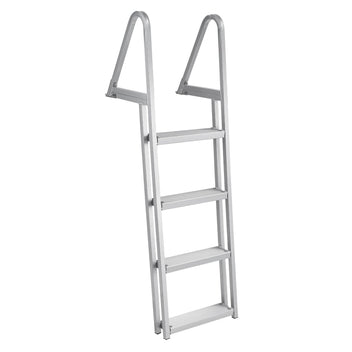 Garvee 4 Step Angled Removable Dock Ladder with Dual Handrails, Heavy Duty Aluminum Boat Dock Ladder with Non-Slip Steps, Adjustable Height, 350 lb Capacity for Lake & Marine Dock