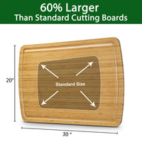 Garvee 30x20" Extra Large Cutting Board, Bamboo Stove Top Cover, Over the Sink Cutting Board with Juice Groove, Heavy Duty Charcuterie Board for Kitchen