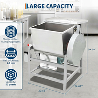 GARVEE 50 QT Commercial Dough Mixer, Professional Pizza Dough Mixer, 110V 2200W Electric Stand Mixer Dough Kneading Machine with 90 Degree Tilt for Bakeries Pizzerias, Silver