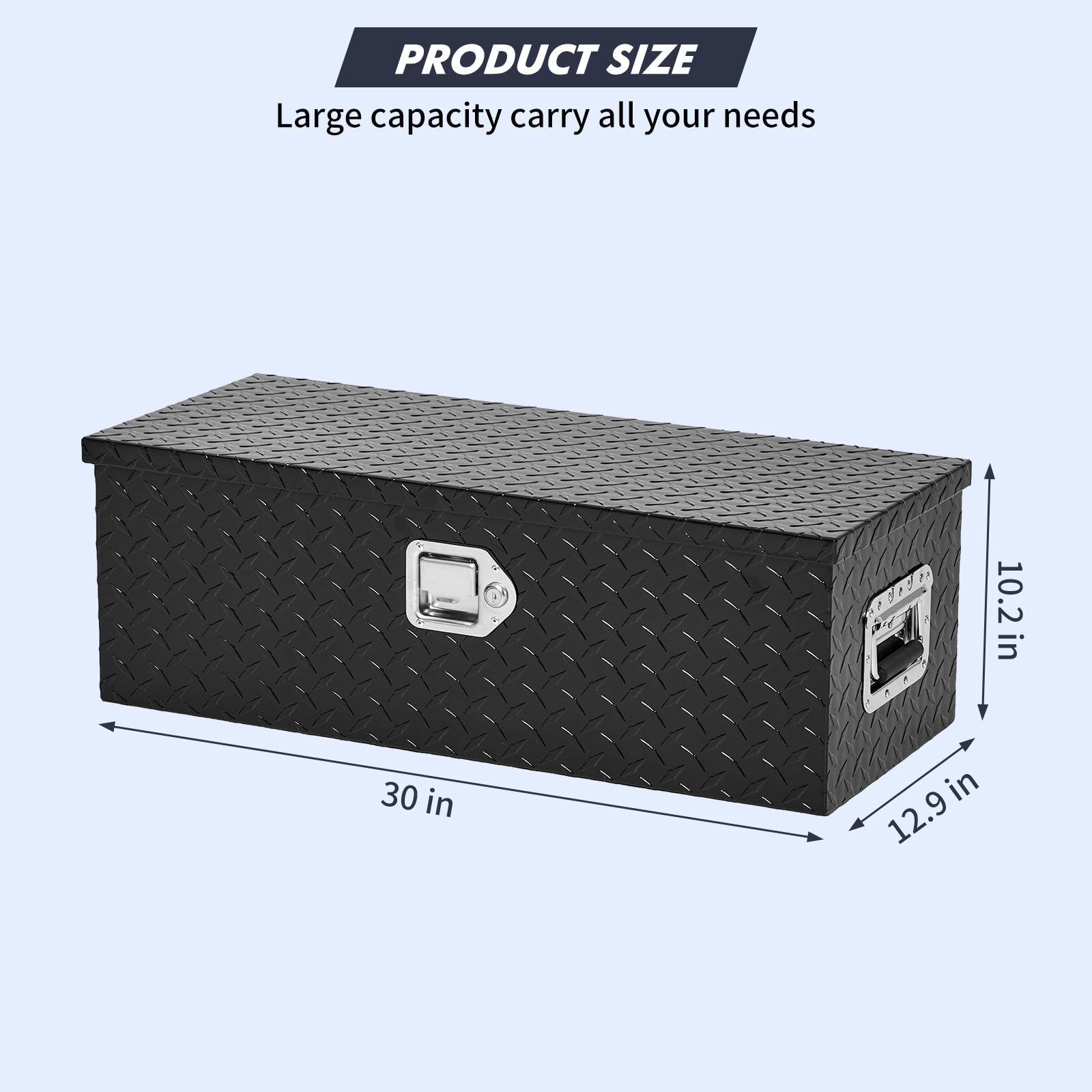 30 Inch Black Diamond Plate Toolbox with Shelf for Trucks