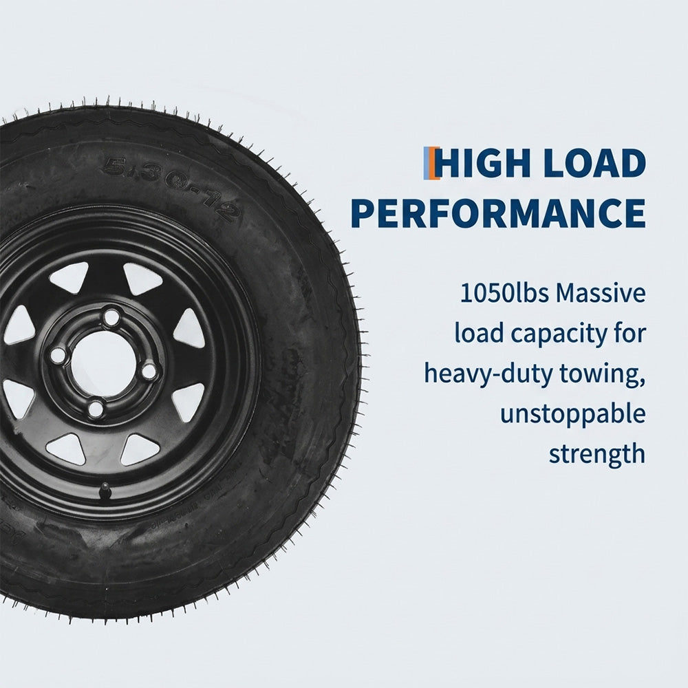 Garvee 4.80-8 Trailer Tires with Rims, 2 Pack, Load Range C 6PLY, 8"x3.75" Black Wheels 4 Lug on 4", Max Load 590 LBS @ 60 PSI, Reinforced Nylon Construction for Utility, Cargo & Boat Trailers