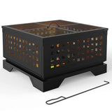 Garvee 21.7 Inch Square Wood Burning Fire Pit with Spark Screen