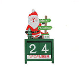 Garvee Christmas Wooden Calendar Decoration Mini Christmas Countdown Advent Calendar Ornament Adjustable Date Wooden Blocks Tabletop Desk Decoration Gifts for Xmas Holiday Home Office Decorations santa green - Santa Green