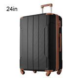 Garvee Hardshell Suitcase With Lightweight TSA Approved Locks And 3-Level Telescopic Handle, Expandable Travel Luggage, 24 Inches, Black Brown