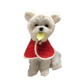 Garvee Pet Dogs Christmas Hood Cape Winter Warm Cloak with Plush Ears Dog Clothes Accessories Pet Clothes for Small Medium Dogs Christmas-Plush Cape one Size