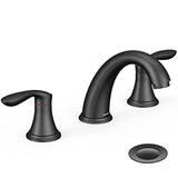 Garvee Bathroom Sink Faucet, Faucet for Bathroom Sink, Widespread Matte Black Bathroom Faucet 3 Hole with Stainless Steel Pop Up Drain and cUPC Lead-Free Hose - (Matte Black) - Matte Black - PPA