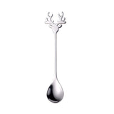 Garvee Christmas Stirring Spoon, Espresso Stirring Spoon, Christmas Elk Head Shape Stirring Spoon 304 Stainless Steel Coffee Dessert Spoon Exquisite Tableware Party Gift silver - Silver