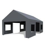 Garvee 13'x20' Heavy-Duty Portable Garage - Rust-Resistant Steel Frame, Roll-Up Doors & Windows for Ventilation, Multi-Use Shelter for Vehicles & Parties - Grey
