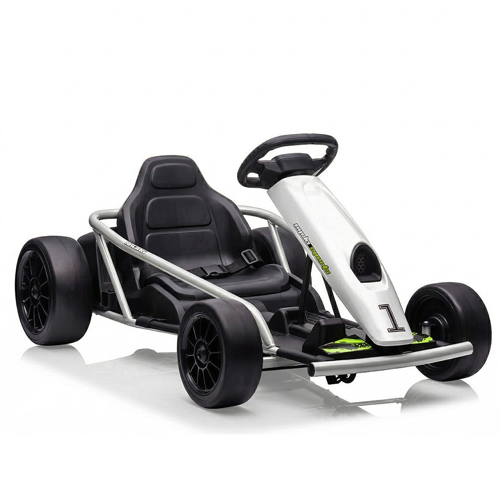 Garvee Ride G Series 24V Go Kart for Kids 8-12, 300W*2 Motors, 9Ah Battery, 8MPH Speed, Music, Horn, 175lbs Max Load - White