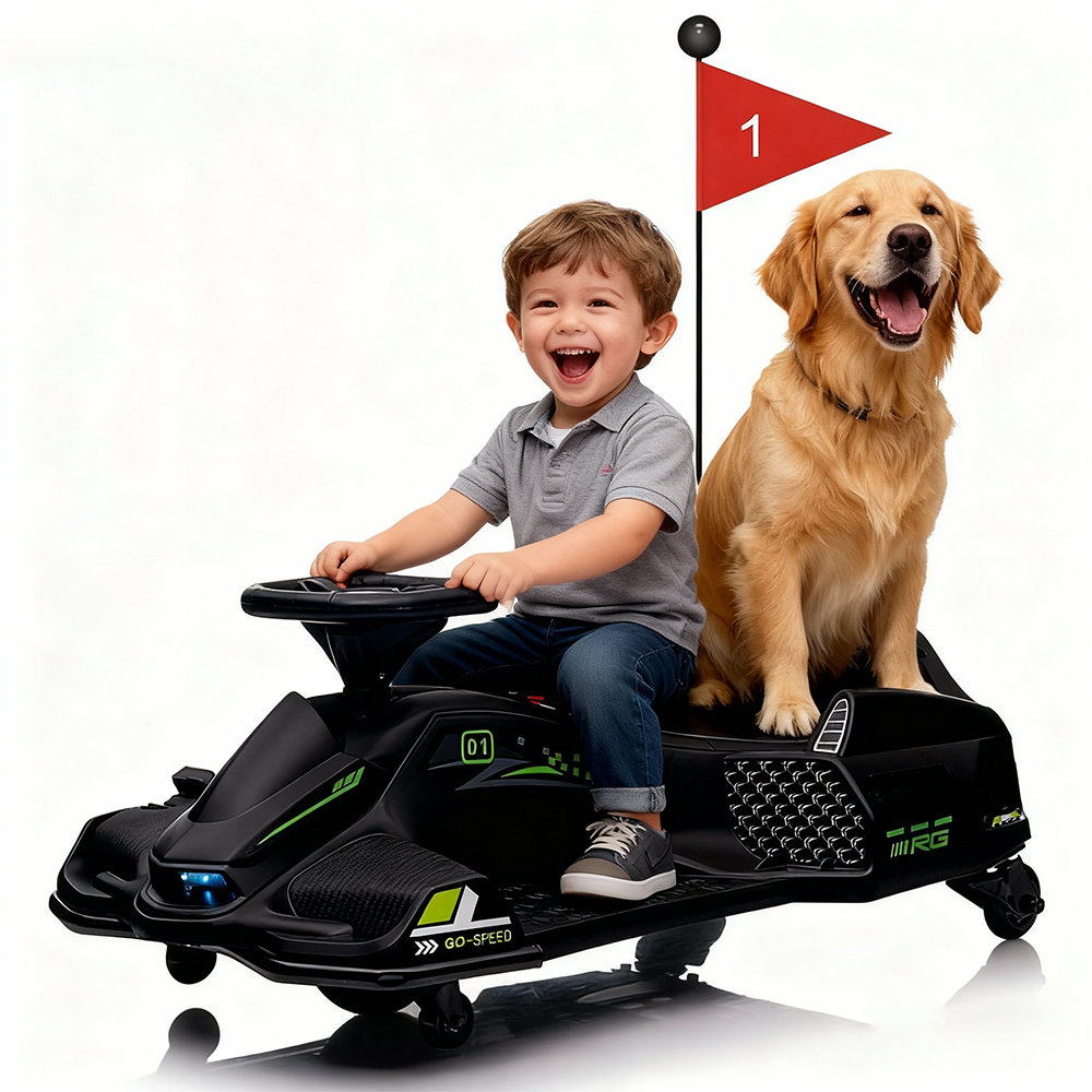 Garvee Ride - G Series: 24V Drift Go-Kart for Kids: Quality Metal, 7.5mph, LED, Music, for 8-12 Years Old - Black