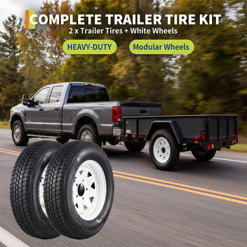 Garvee ST175/80D13 Trailer Tire and Wheel Assembly, Heavy-Duty Load Range C 6PR, 5 Lug White Modular Wheel, 13 Inch Tires for Utility and Boat Trailers, Set of 2
