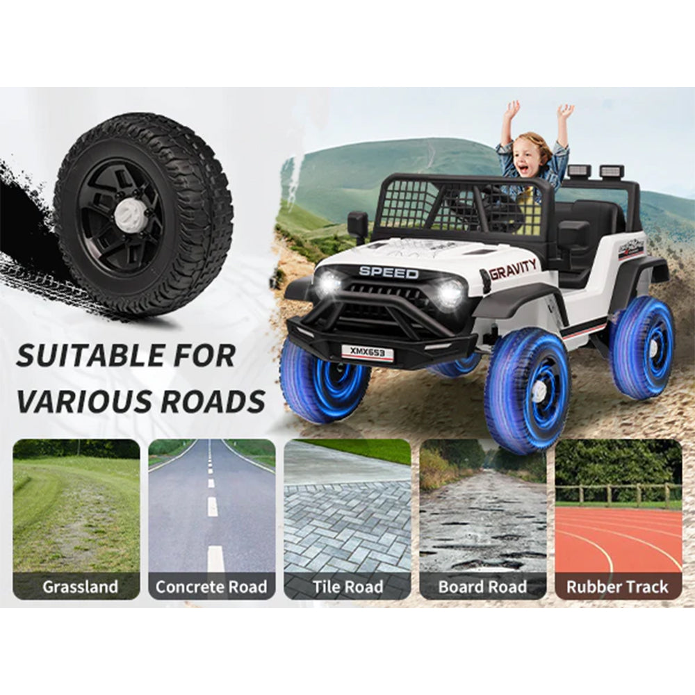 Garvee 12V Kids Electric Ride On Truck with Remote Control, Bluetooth Music, LED Lights, EVA Material, Dual Drive, Safety Features, Outdoor Play