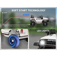 Garvee 12V Kids Electric Ride On Truck with Remote Control, Bluetooth Music, LED Lights, EVA Material, Dual Drive, Safety Features, Outdoor Play