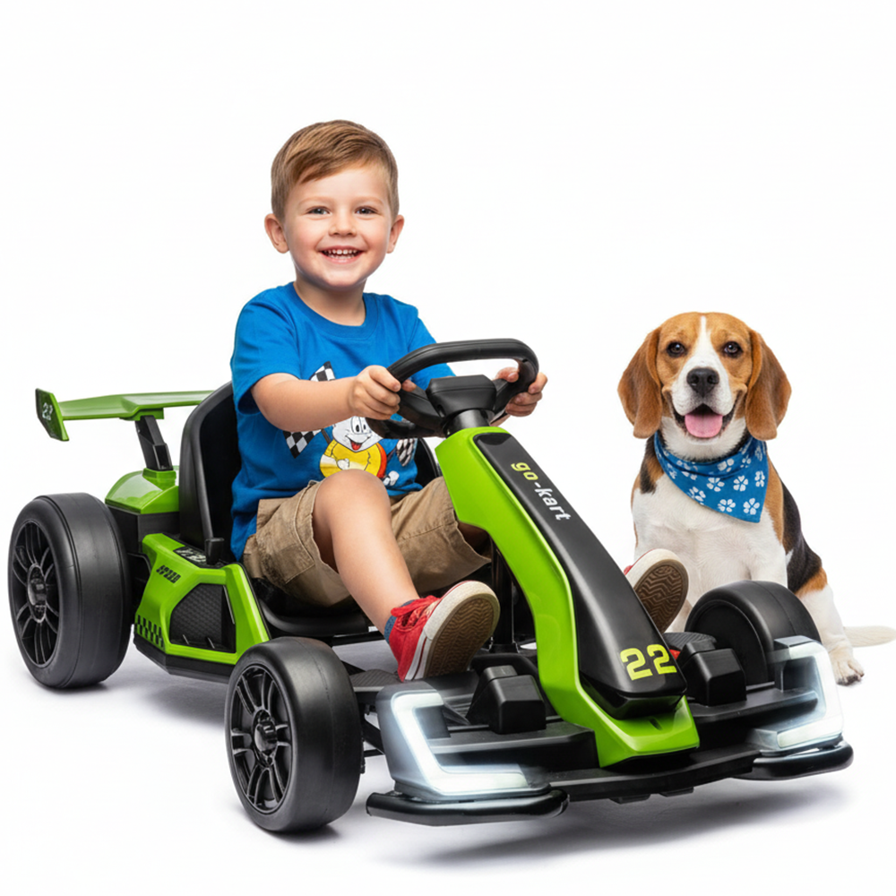 Garvee Ride - G Series: 24V Electric Go Kart, with 300W Strong Motor, Drift/Sport Mode, Big Battery, Eva Tire,Length Adjustment for Outdoor Racing Toy-Green