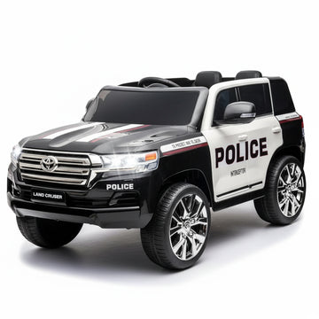 Garvee Ride - P Series: 12V Toyota Land Cruiser Kids' Car: Remote, LED, 3 Speeds, Dual 45W Motors, USB Music, Seat Belt, CPC & ASTM Approved - Black and White