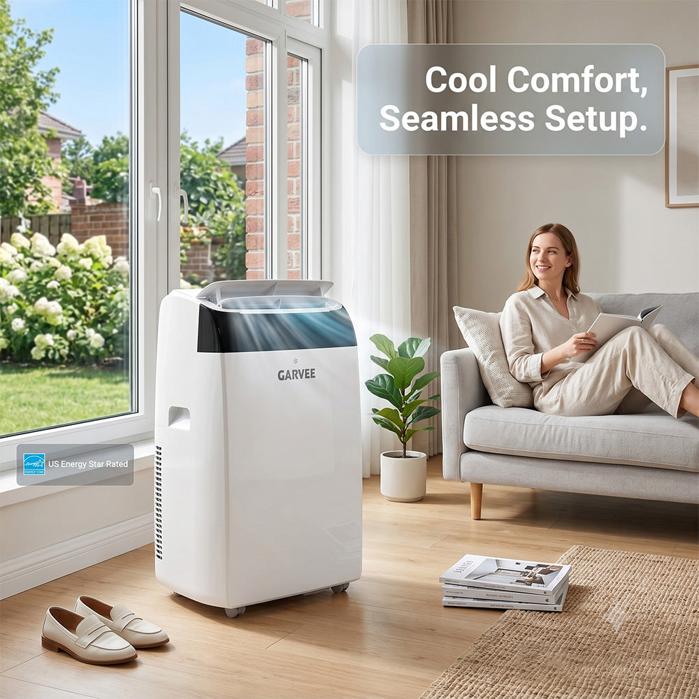 Garvee 14,000 BTU Portable Air Conditioner with Dehumidifier & Fan, Portable AC Units Cools up to 750 Sq. Ft., Remote Control, Auto Swing, Sleep Mode, White Top