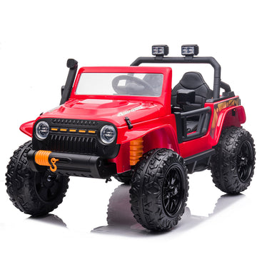 Garvee Ride - P Series: 24V 2 Seater Ride On Truck Car For Kid age 3 - 8 years, w/Remote Control, 4-Wheeler Suspension, 4x55W Powerful Engine, 4WD Battery Powered, LED Lights, Soft Braking - Red