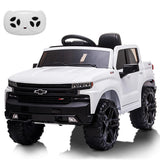 Garvee Ride - P Series: 12V Ride on Car with Remote Control, Battery Powered Licensed Chevrolet Silverado GMC Kids Ride On Truck, Toddler Electric Vehicles Toys,Music,FM,Bluetooth, Spring Suspension, LED Light - White - White
