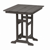 Garvee 31.5" HDPE Outdoor Bar Table with Umbrella Hole, Weather Resistant Square Patio Bistro Table 300 lbs Heavy Duty for Deck Garden Balcony Dark Gray