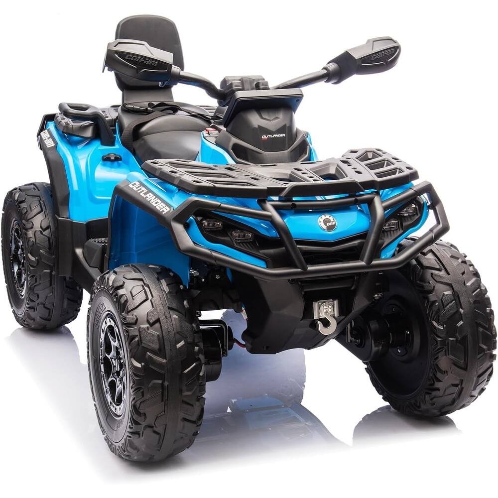 Garvee Ride - P Series: 2 Seater Ride On Car 24V 4WD Electric ATV, Leather Seats, Safety Belt, Bluetooth, Adjustable Speed, Yellow, Outdoor Adventure - Blue