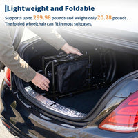 Garvee Wheelchairs for Adults Lightweight Foldable with 6in Wheels, 299lb Capacity, Adjustable Height, Steel Frame, Underseat Storage, Travel & Indoor Use