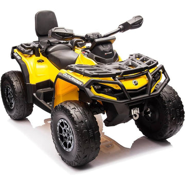Garvee Ride - P Series: 2 Seater Ride On Car 24V 4WD Electric ATV, Leather Seats, Safety Belt, Bluetooth, Adjustable Speed, Yellow, Outdoor Adventure - Yellow