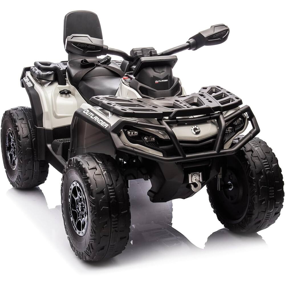 Garvee Ride - P Series: 2 Seater Ride On Car 24V 4WD Electric ATV, Leather Seats, Safety Belt, Bluetooth, Adjustable Speed, Yellow, Outdoor Adventure - Grey