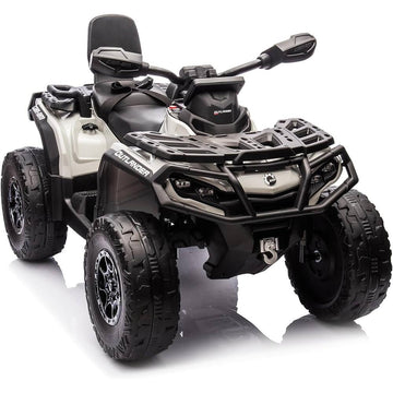Garvee Ride - P Series: 2 Seater Ride On Car 24V 4WD Electric ATV, Leather Seats, Safety Belt, Bluetooth, Adjustable Speed, Yellow, Outdoor Adventure - Grey