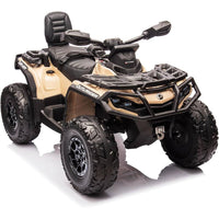 Garvee Ride - P Series: 2 Seater Ride On Car 24V 4WD Electric ATV, Leather Seats, Safety Belt, Bluetooth, Adjustable Speed, Yellow, Outdoor Adventure - Brown