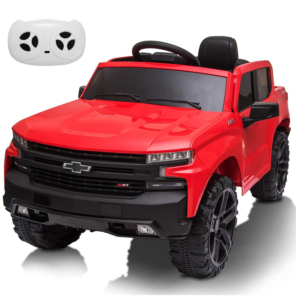 Garvee Ride - P Series: 12V Ride on Car with Remote Control, Battery Powered Licensed Chevrolet Silverado GMC Kids Ride On Truck, Toddler Electric Vehicles Toys,Music,FM,Bluetooth, Spring Suspension, LED Light - Red