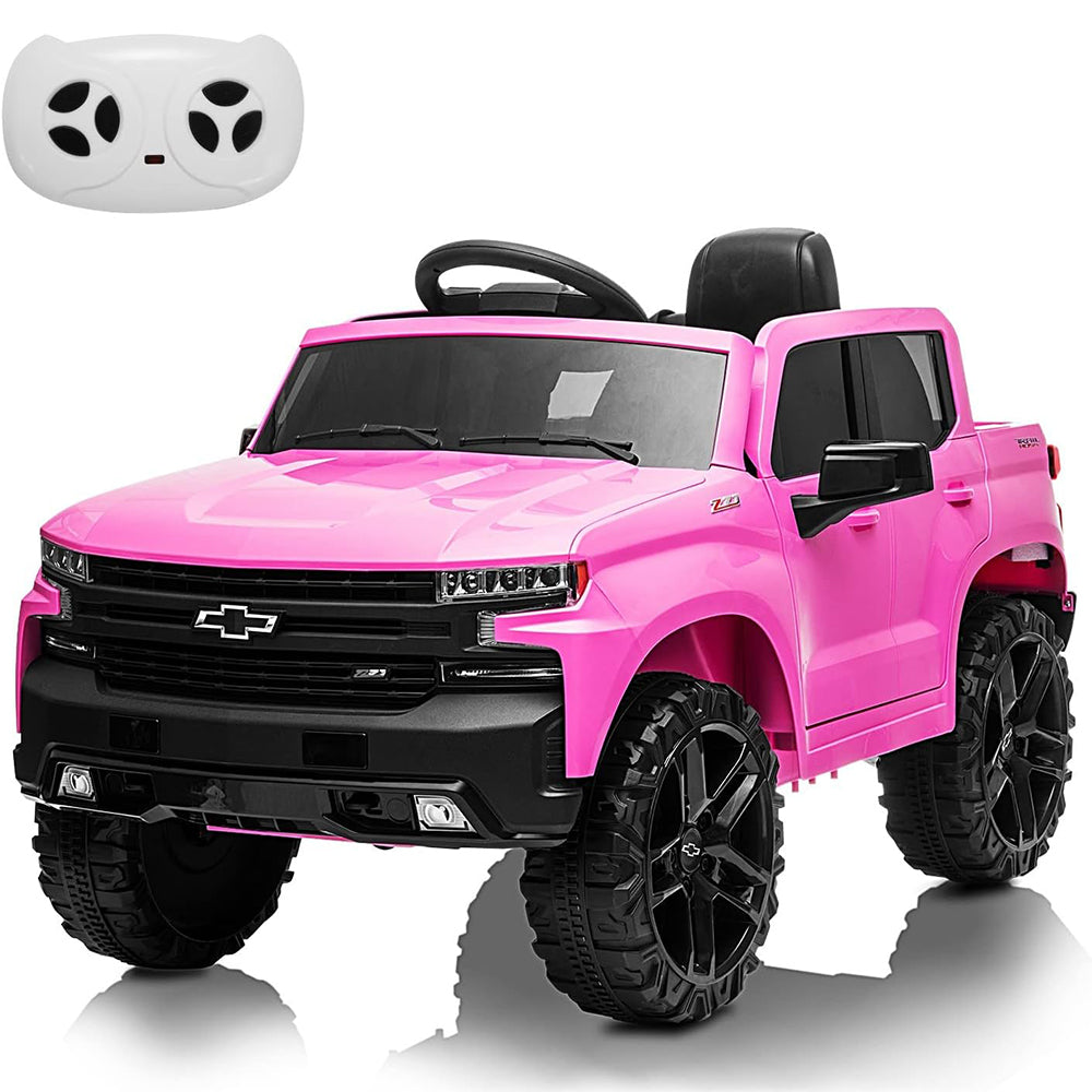 Garvee Ride - P Series: 12V Ride on Car with Remote Control, Battery Powered Licensed Chevrolet Silverado GMC Kids Ride On Truck, Toddler Electric Vehicles Toys,Music,FM,Bluetooth, Spring Suspension, LED Light - Pink
