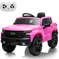 Garvee Ride - P Series: 12V Ride on Car with Remote Control, Battery Powered Licensed Chevrolet Silverado GMC Kids Ride On Truck, Toddler Electric Vehicles Toys,Music,FM,Bluetooth, Spring Suspension, LED Light - Pink
