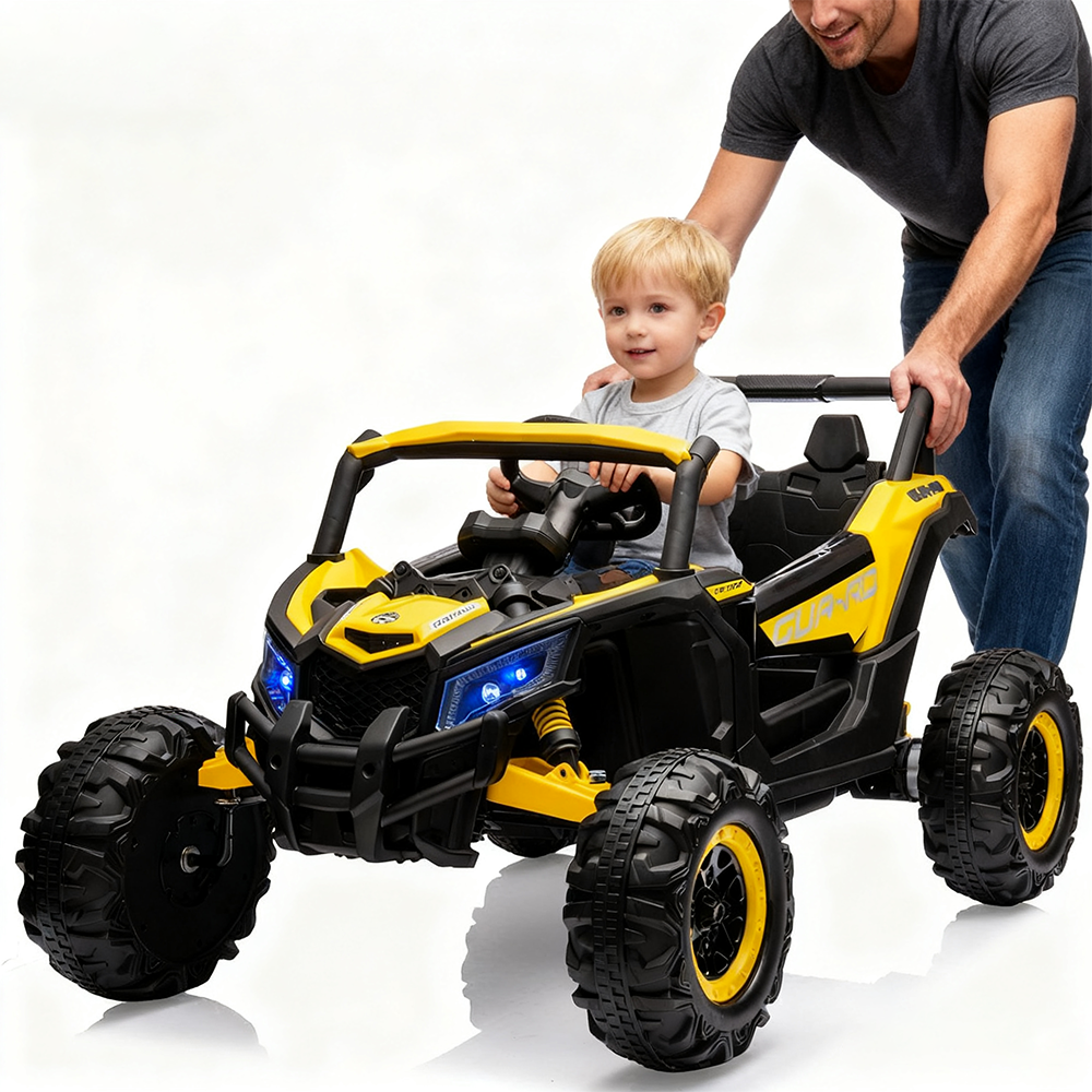 Garvee Ride - P Series: 24V Ride-On UTV: Remote Control, 200W Motor, Spring Suspension, Music, LED Lights, for Boys & Girls - Yellow