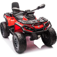Garvee Ride - P Series: 2 Seater Ride On Car 24V 4WD Electric ATV, Leather Seats, Safety Belt, Bluetooth, Adjustable Speed, Yellow, Outdoor Adventure - Red