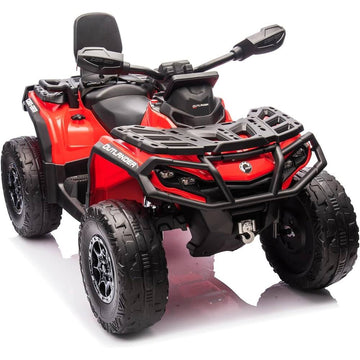 Garvee Ride - P Series: 2 Seater Ride On Car 24V 4WD Electric ATV, Leather Seats, Safety Belt, Bluetooth, Adjustable Speed, Yellow, Outdoor Adventure - Red