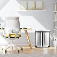Garvee 66L/8+9.5 Gal Dual Trash Can, Stainless Steel Garbage Can, Steel Pedal Recycle Bin with Lid and Inner Buckets, Hands-Free Kitchen Trash Can