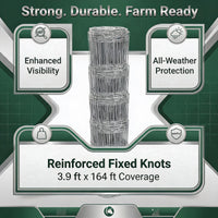 Garvee 3.9ft x 164ft Galvanized Cattle Fence, Fixed Knot Livestock Wire Fence, Heavy Duty Field Fence for Cattle Sheep Pig Deer, Rust Resistant Farm Fence for Pasture Garden