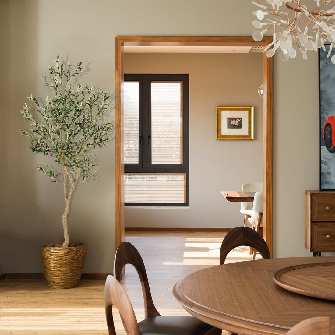 Garvee Artificial Fiddle Leaf Fig Tree 5FT(1pcs) Tall Fake Ficus Tree for Home Decor Faux Lyrata Plants Green Tree with Pot for Indoor Outdoor Home Office Living Room Bathroom Decor