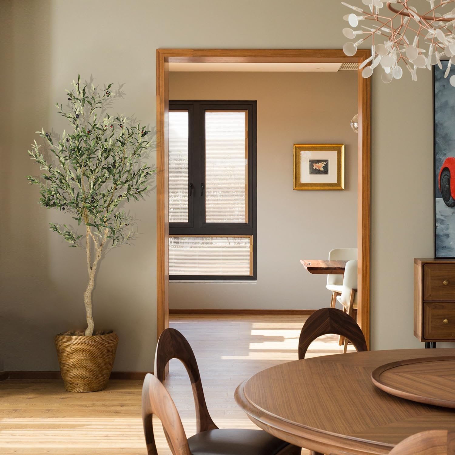 Garvee Artificial Fiddle Leaf Fig Tree 5FT(1pcs) Tall Fake Ficus Tree for Home Decor Faux Lyrata Plants Green Tree with Pot for Indoor Outdoor Home Office Living Room Bathroom Decor