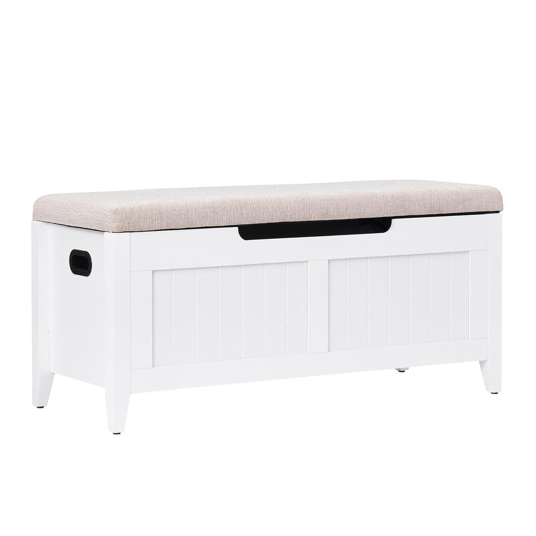 Garvee Storage Chest with Flip-Top, Upholstered Bench, 2 Safety Hinges, Wooden Construction, 39.4 x 15.7 x 18.1 Inches, White, Entryway, Bedroom, Living Room