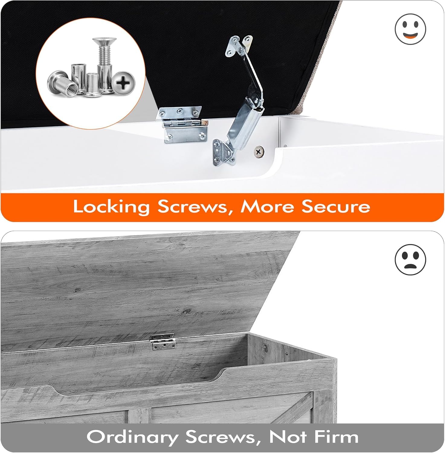 Garvee Storage Chest with Flip-Top, Upholstered Bench, 2 Safety Hinges, Wooden Construction, 39.4 x 15.7 x 18.1 Inches, White, Entryway, Bedroom, Living Room