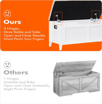 Garvee Storage Chest with Flip-Top, Upholstered Bench, 2 Safety Hinges, Wooden Construction, 39.4 x 15.7 x 18.1 Inches, White, Entryway, Bedroom, Living Room
